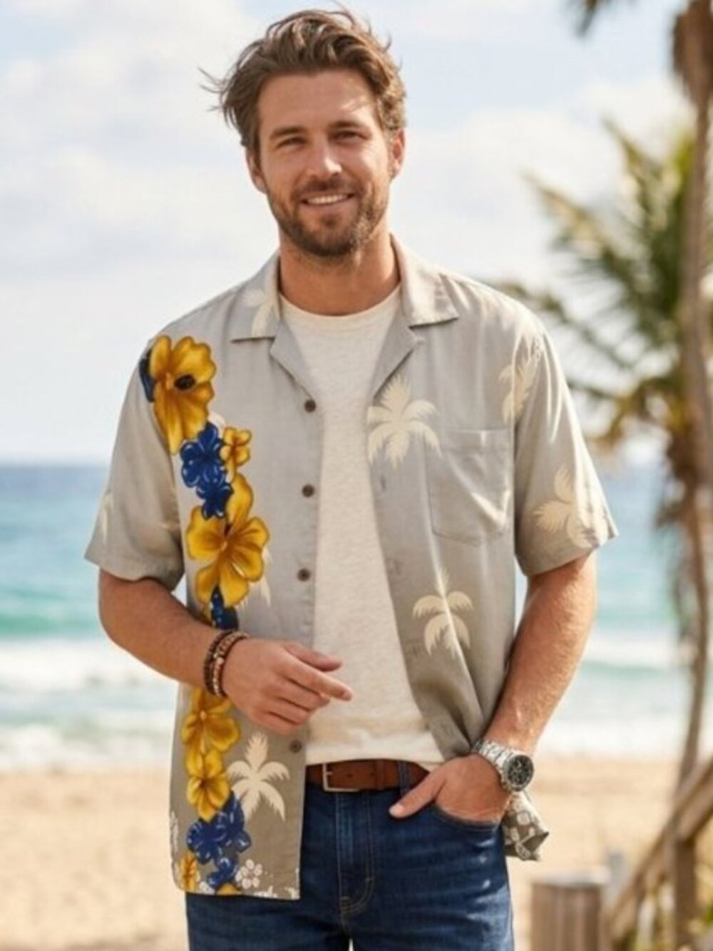 Wingo Shirt Large Hibiscus flower men's hawaiian y2k retro vintage tropical camp